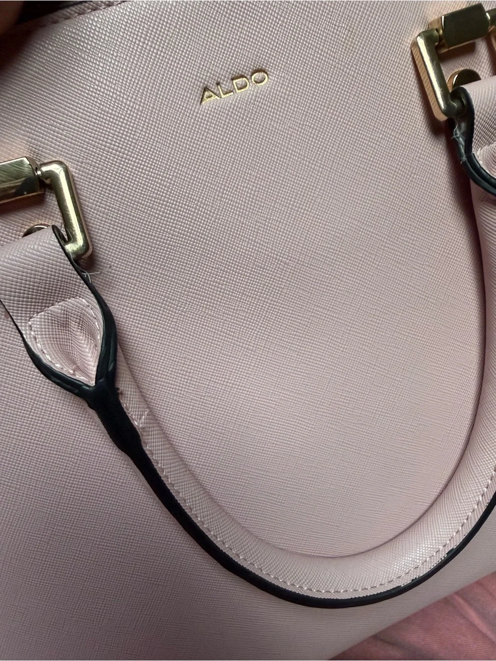 Aldo Light Pink Dome Satchel with Gold Accents
